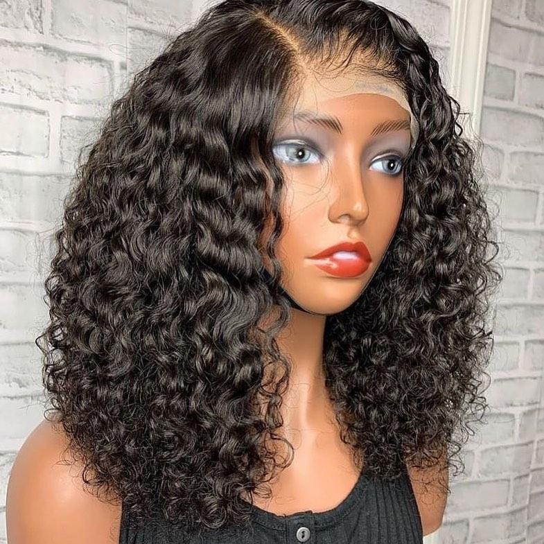 B Top Virgin 13x4 Kinky Curlyl Lace Front Transparent Wig 180 Density with Baby Hair - Hershow Hair