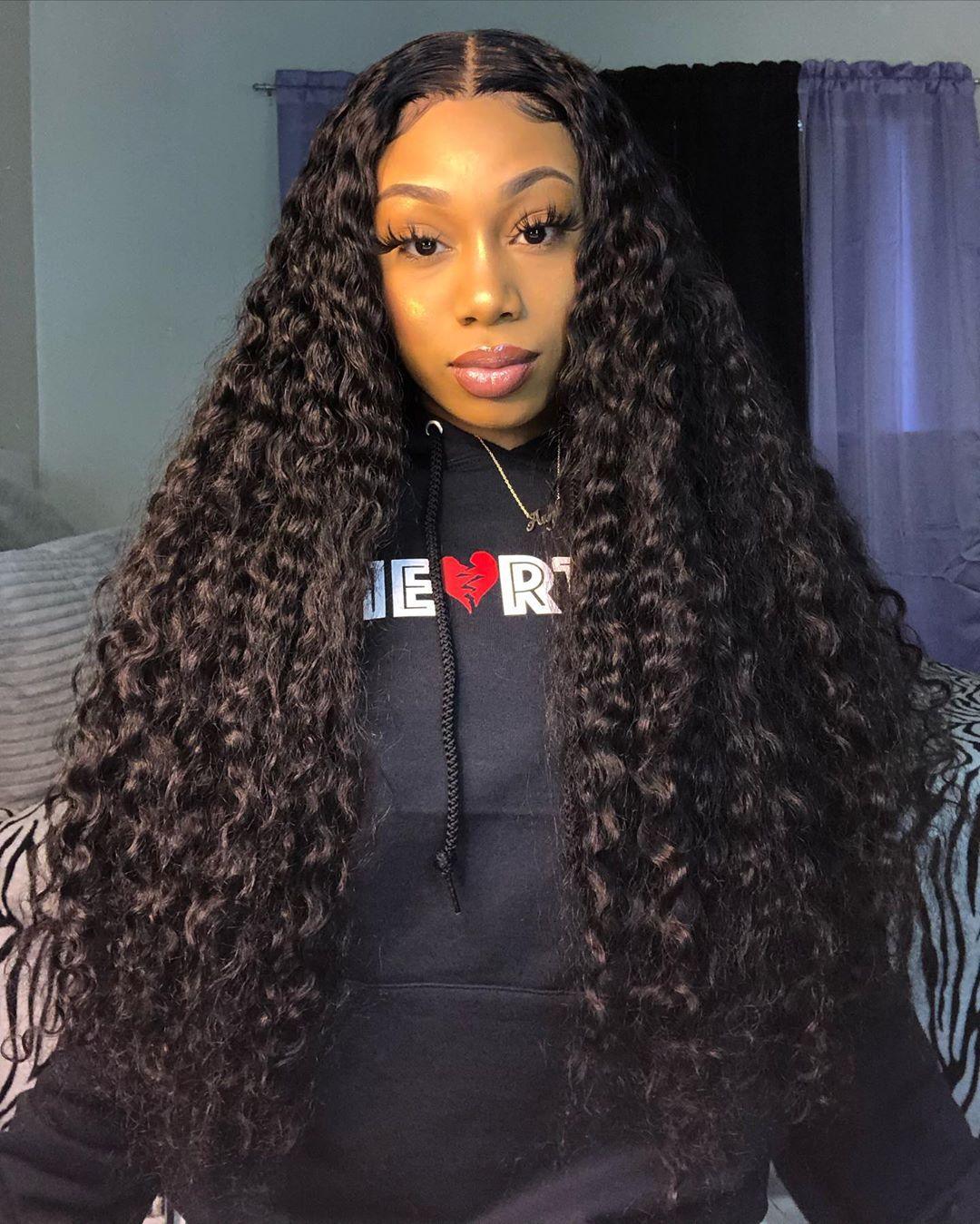 B Top Virgin 13x4 Deep Wave Lace Front Transparent Wig 180 Density with Baby Hair - Hershow Hair