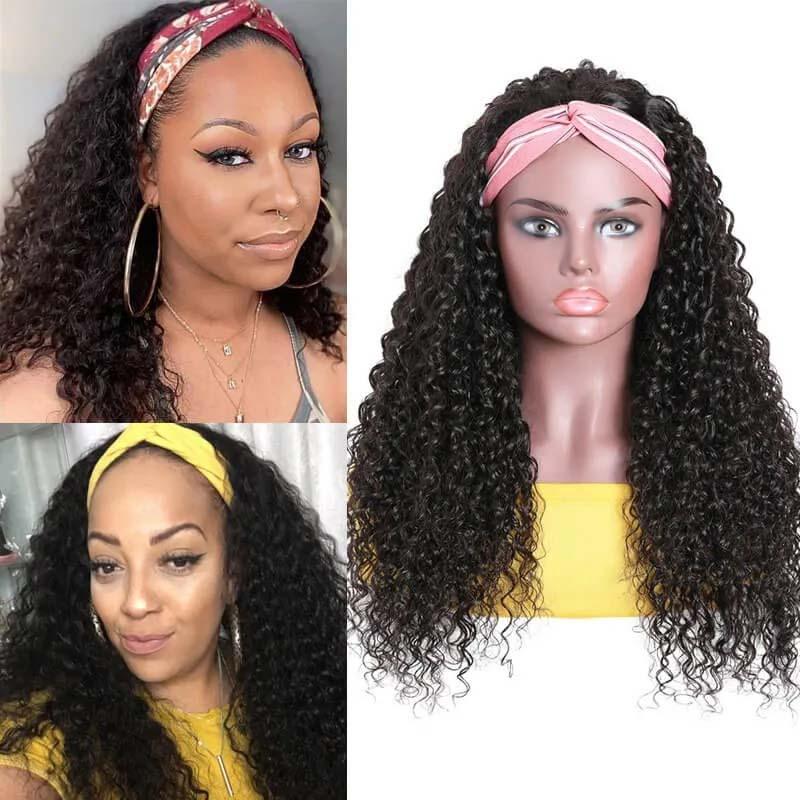 B Top Virgin Deep Wave Headband Wig 150 Density - Hershow Hair