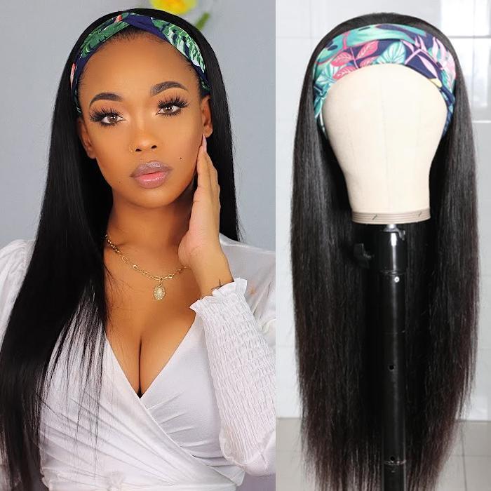 B Top Virgin Silky Straight Headband Wig 150 Density - Hershow Hair