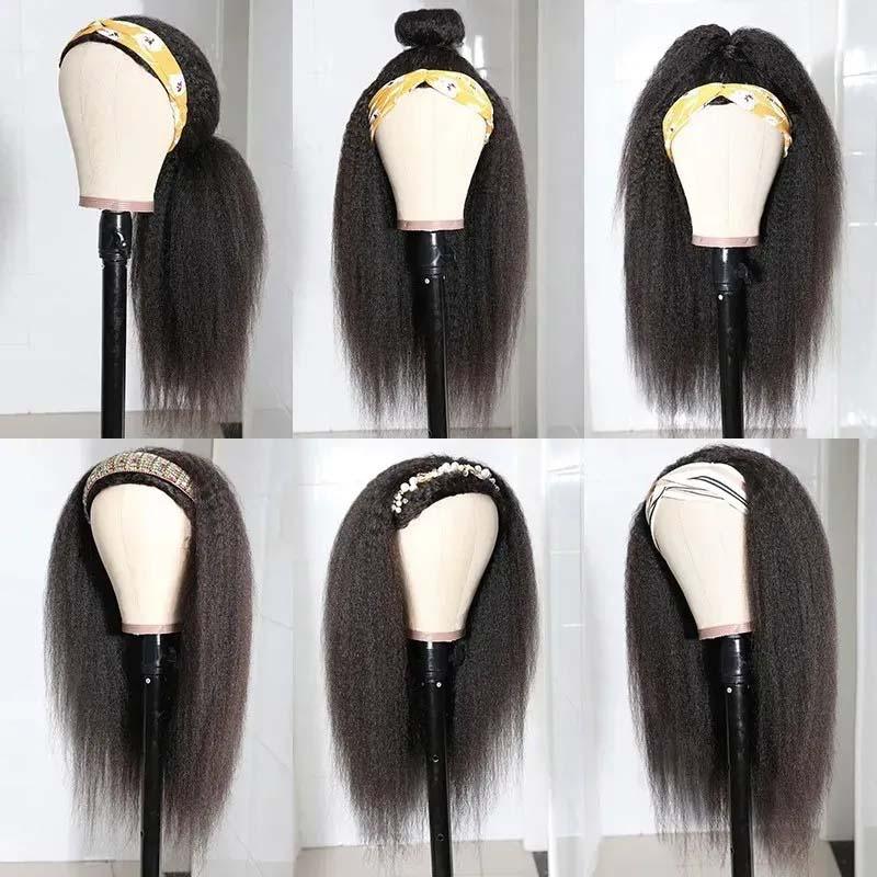 B Top Virgin Kinky Straight Headband Wig 150 Density - Hershow Hair