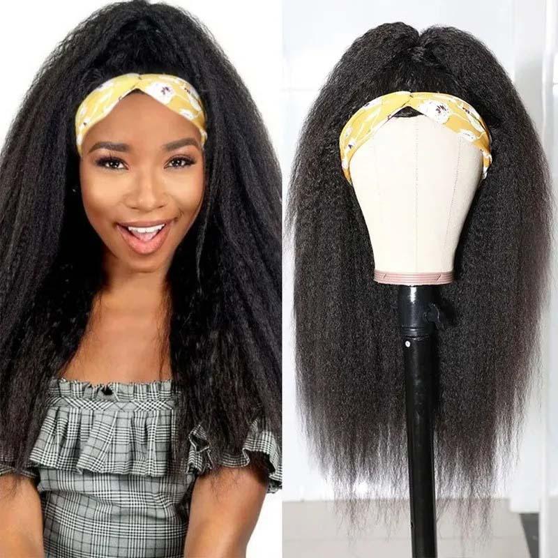 B Top Virgin Kinky Straight Headband Wig 150 Density - Hershow Hair