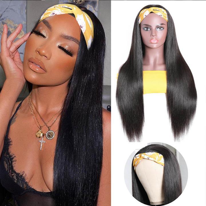 B Top Virgin Silky Straight Headband Wig 150 Density - Hershow Hair