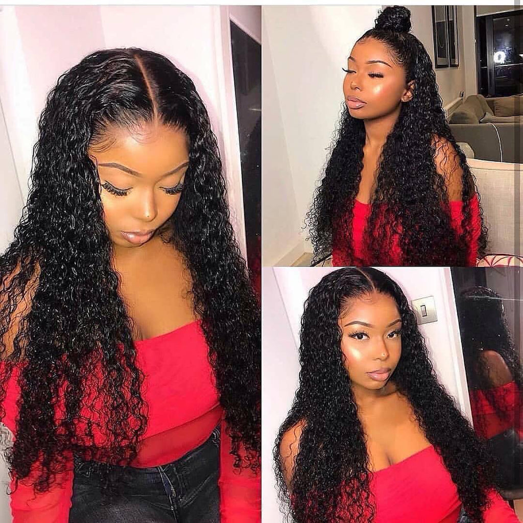 B Top Virgin Deep Wave 3 Bundles with 13x4 Transparent Lace Frontal - Hershow Hair