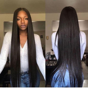 B Top Virgin Straight Hair 3 Bundles with 4x4 Transparent Lace Closure - Hershow Hair