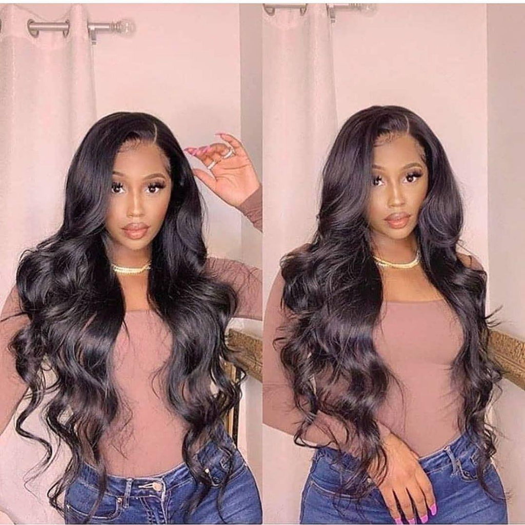 Top Virgin 13x6 Body Wave Lace Front Wig 180 Density with Baby Hair - Hershow Hair