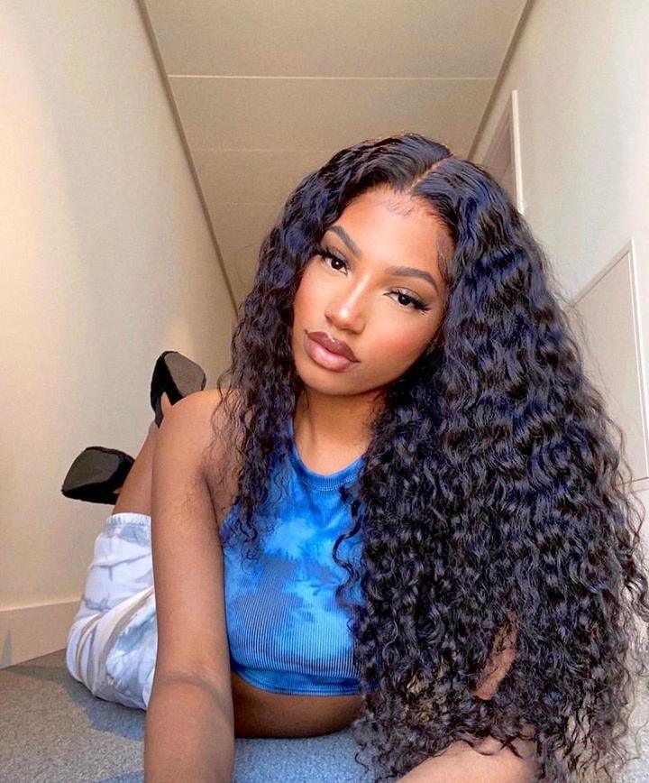 B Top Virgin Deep Wave 4x4/5x5 HD Closure Wig Human Hair Wig 150/180 Density - Hershow Hair