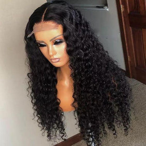B Top Virgin Italian Curly 4x4/5x5 Transparent Lace Closure Wig Human Hair Wig 150/180 Density - Hershow Hair