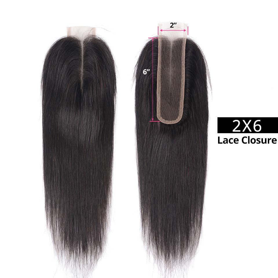 Top Virgin Body Wave 3 Bundles with 2x6 Transparent Lace Closure - Hershow Hair