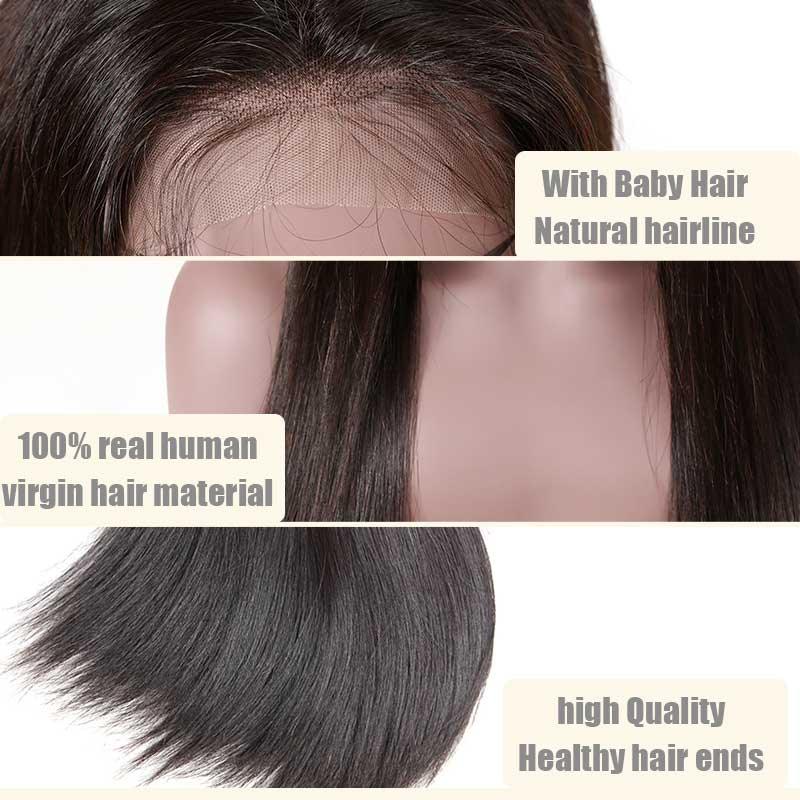 B Top Virgin Straight Hair Full Lace Wig 150 Density with Baby Hair - Hershow Hair
